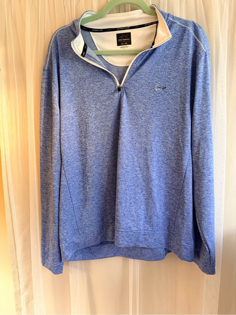 Greg Norman for Tasso Elba Women’s Light Blue Heather Quarter-Zip Pullover